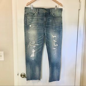Lucky Brand distressed boyfriend jeans w/raw hem
